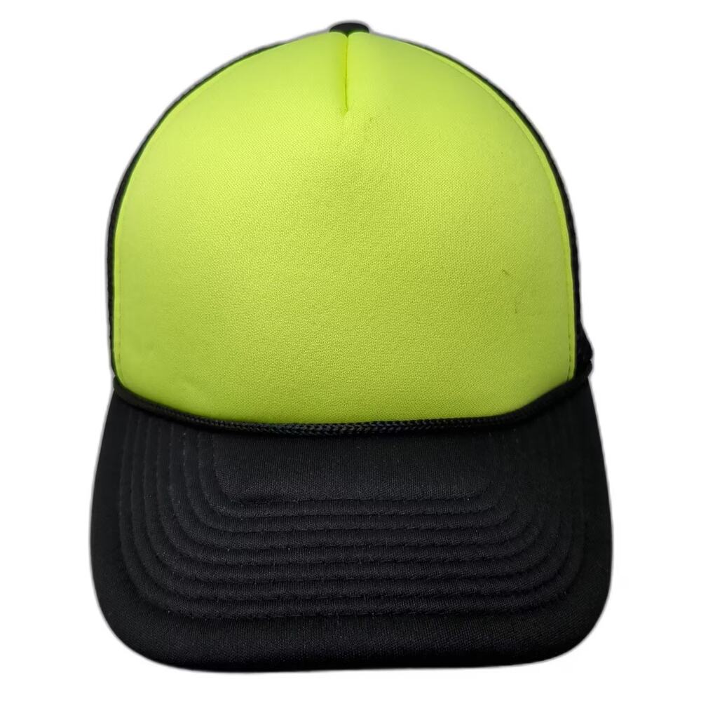 Decky Trucker Hat Yellow Black Blank Foam Front Rope Adjustable Cap One Size
